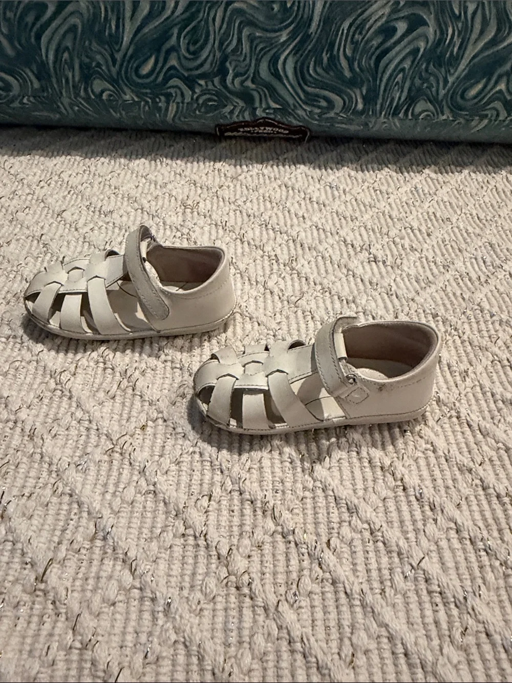 Angel Kids White Leather Closed Toe Sandals